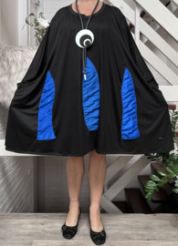Mila oversized A-lijn jersey viscose tuniek/jurk met zakken apart (extra groot)zwart stretch