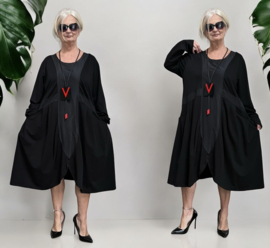 SINNE design.. A- lijn katoen jurk stretch/zwart