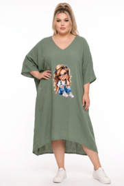 ITALIA MODA  oversized mousseline katoen jurk/in meerdere kleuren