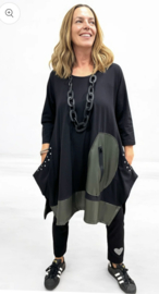 Vincenzo Allocca oversized katoen A-lijn tuniek met inzet van eco leder/aparte/stretch