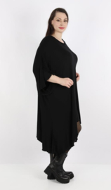 AKH oversized jersey viscose A-lijn tuniek/jurk apart stretch  zwart