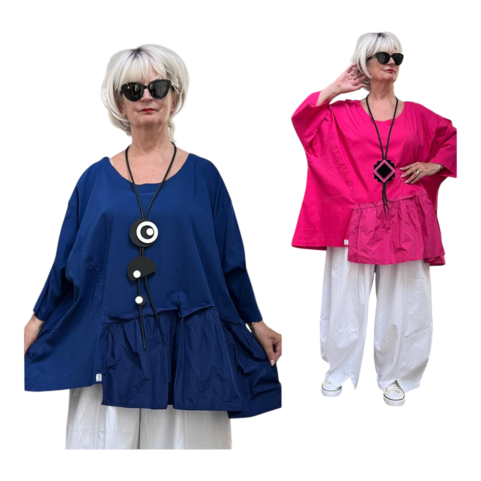 SINNE design.. A- lijn viscose tuniek met taft /stretch /in meerdere kleuren