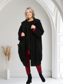 AKH oversized viscose warme bouclé vest/blazer stretch/met fijne glitters