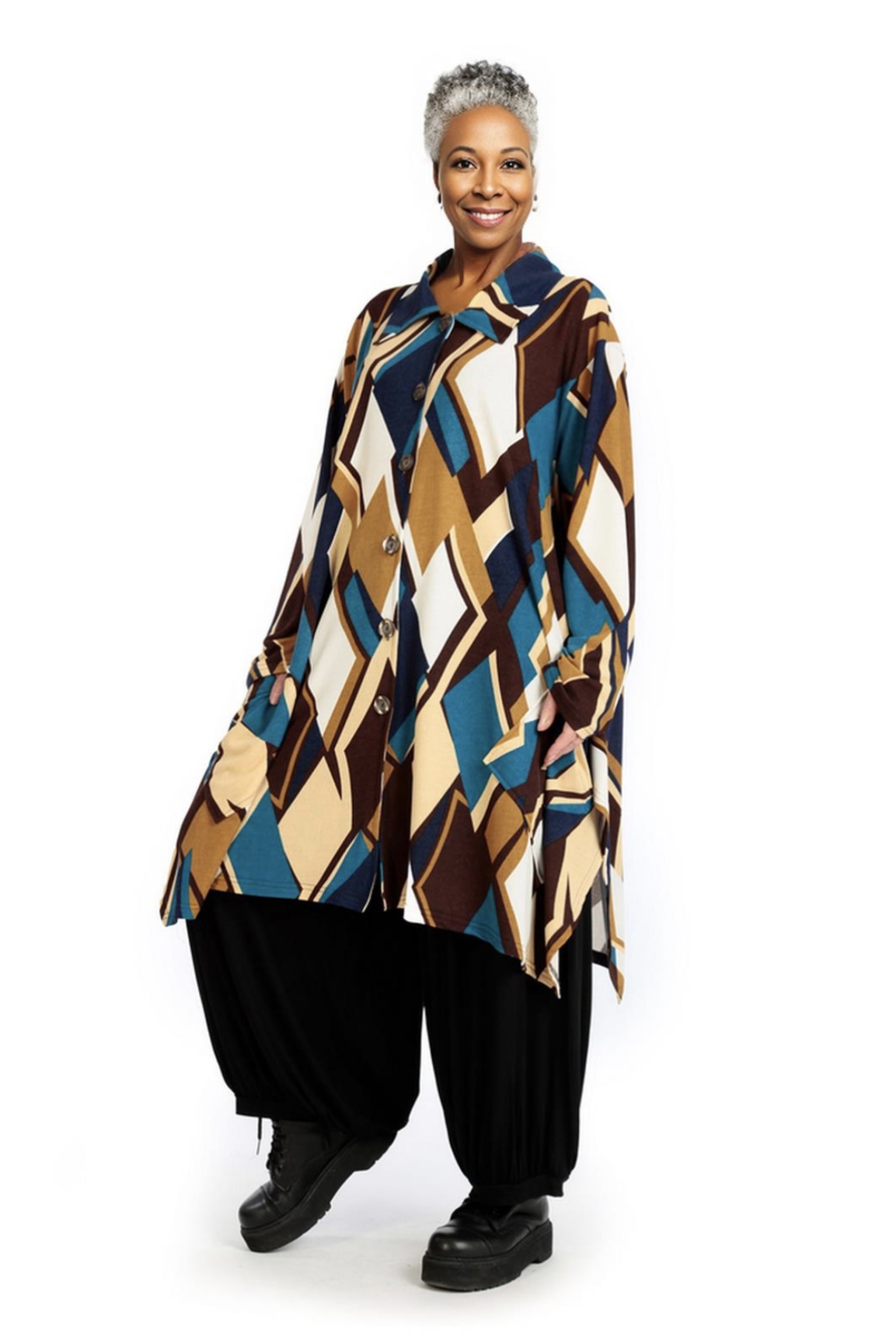 AKH viscose oversized A-lijn vest/blazer/tuniek apart stretch