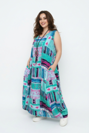 AKH oversized chique viscose  A-lijn  jurk apart/niet doorschijnend