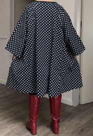 Eva oversized katoen linnen look jurk met zakken apart donkerblauw