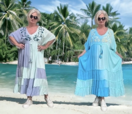 ITALIA oversized viscose geborduurde A-lijn BOHO jurk/in meerdere kleuren