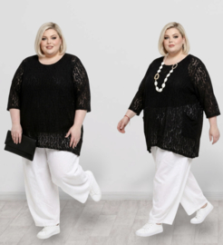 ITALIA oversized viscose KANTEN top met zakken  stretch/zwart