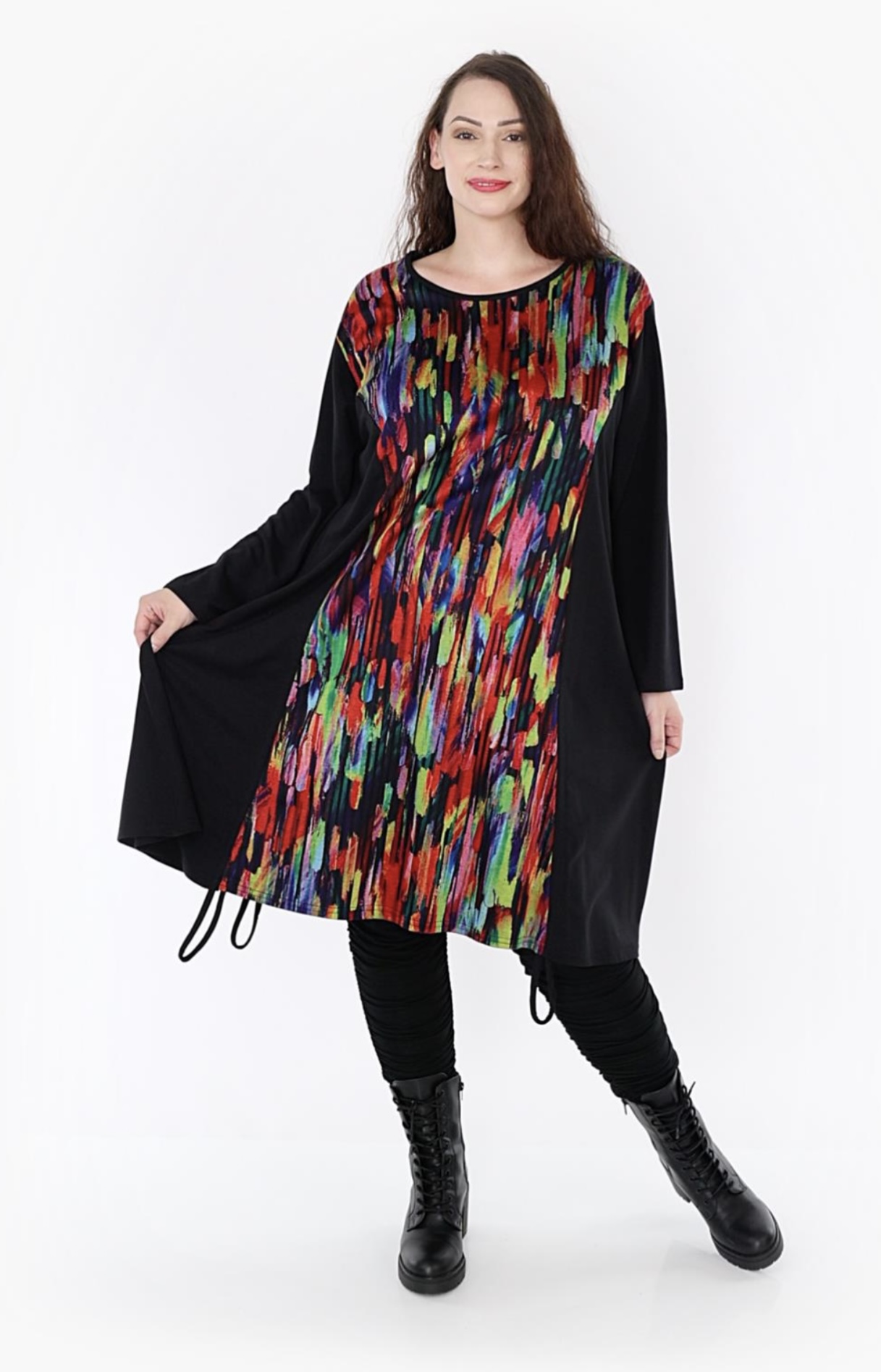 AKH oversized viscose mix jurk/tuniek apart stretch