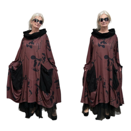 dYb viscose  A-lijn jurk met capuchon stretch