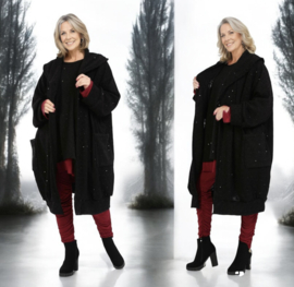 AKH oversized viscose warme bouclé vest/blazer stretch/met fijne glitters