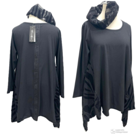 Vincenzo Allocca oversized katoen A-lijn tuniek met inzet van tule apart zwart