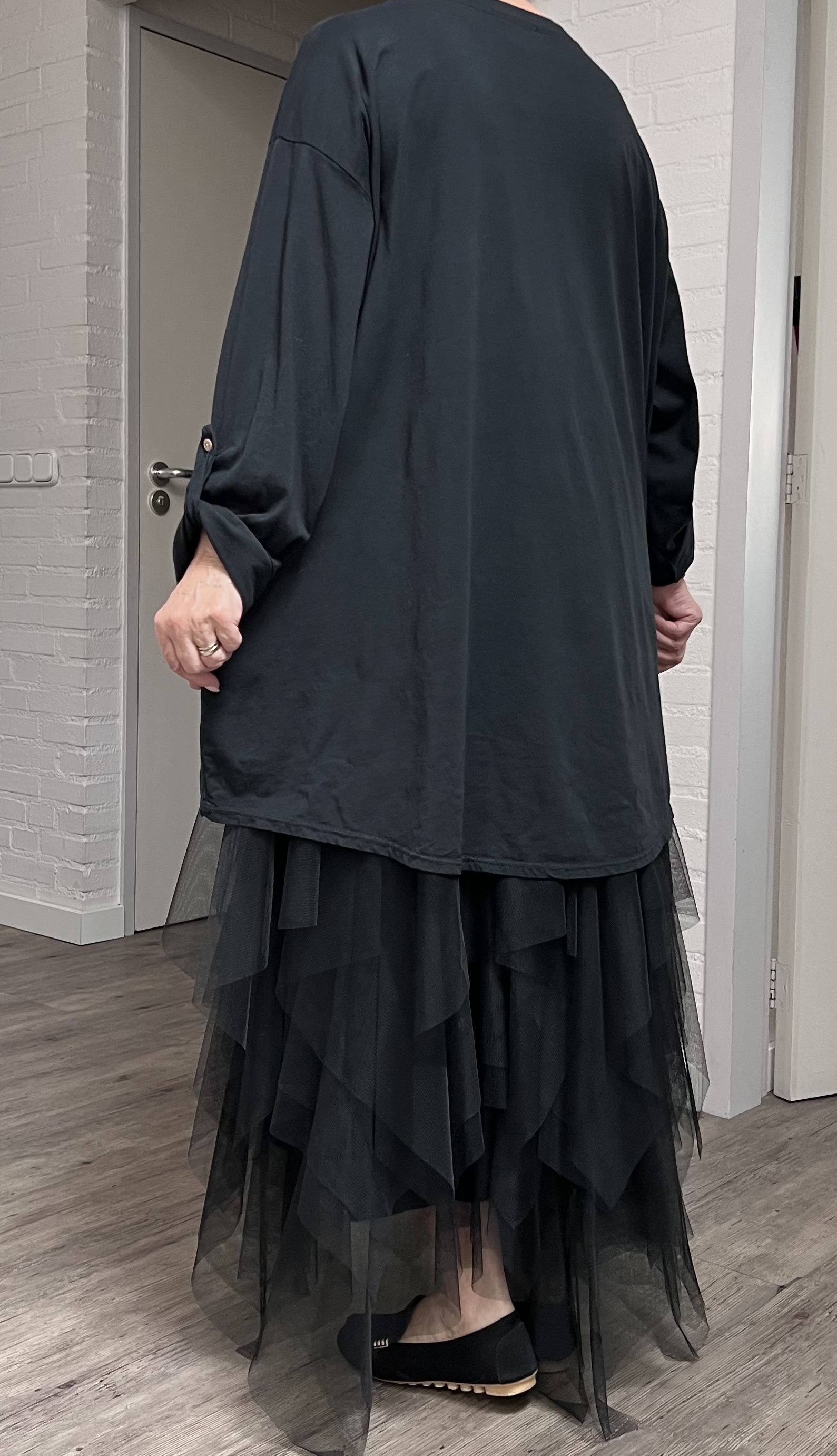 ITALIA MODA  oversized katoen top apart stretch zwart