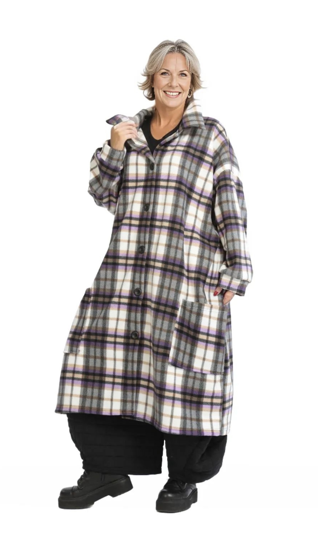 AKH oversized fleece winterjas/mantel stretch