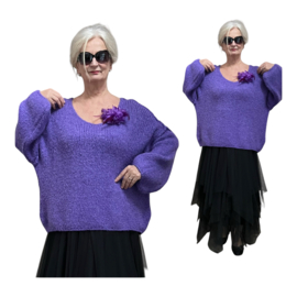 Italia oversized gebreide top met broche stretch