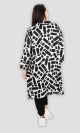 AKH oversized viscose A-lijn blouse/tuniek zwart/wit  apart