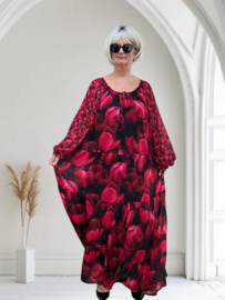 SASHA VIVIEN  chiffon met een vleugje zijde jurk gevoerd