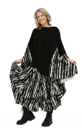 AKH oversized katoen rok en met verstelbare ploien stretch zwart/wit