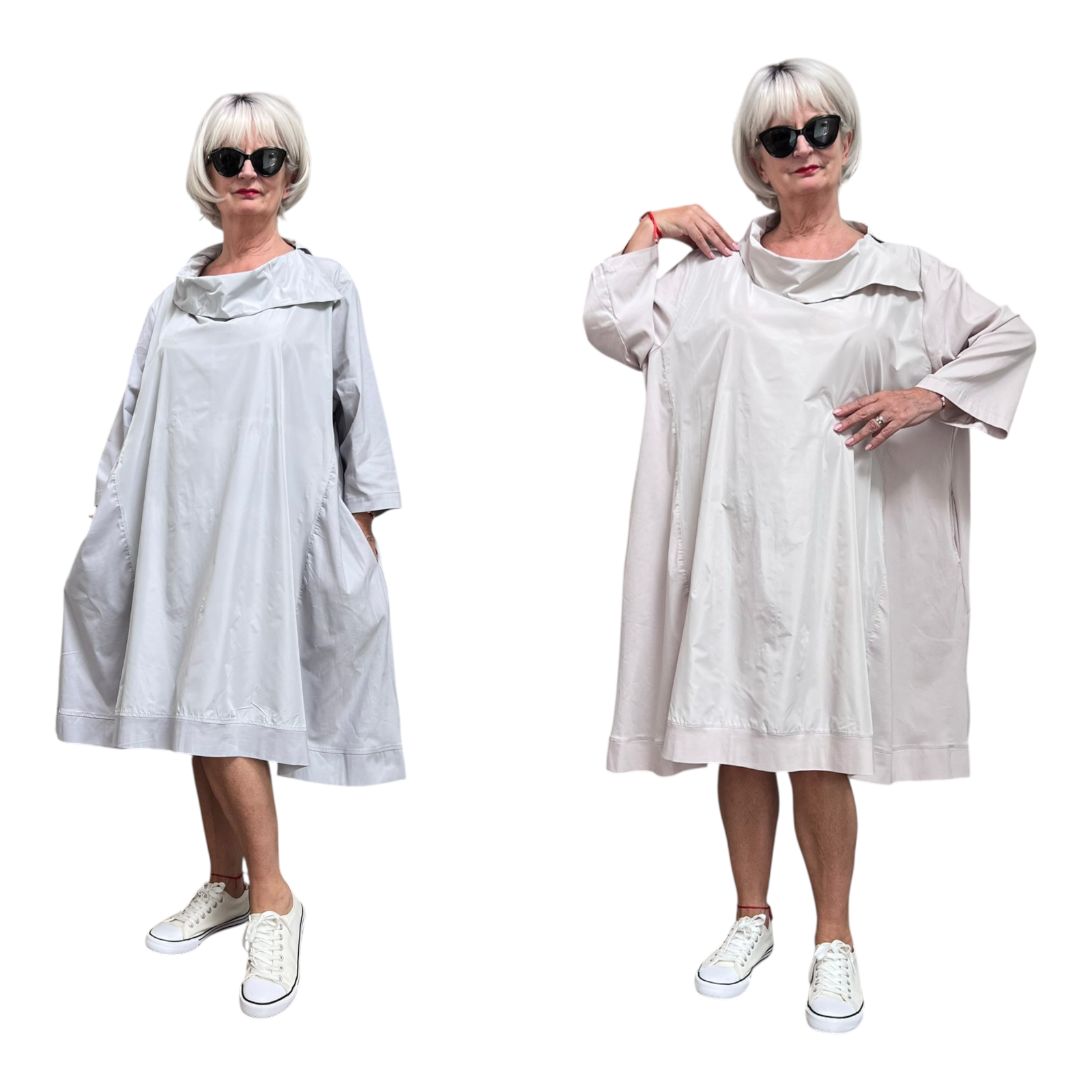 SINNE design.. A- lijn viscose jurk met taft /stretch/in meerdere kleuren