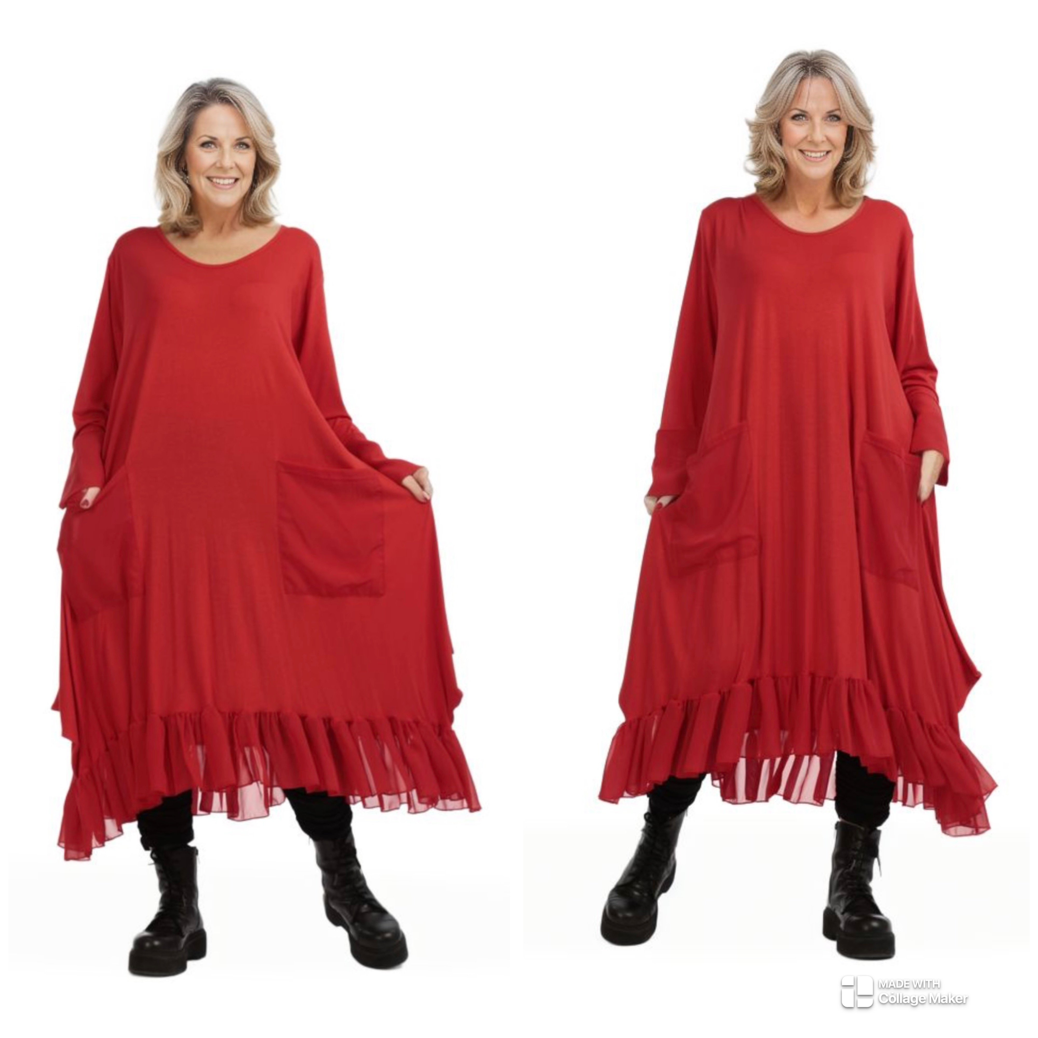 AKH viscose A-lijn jurk met chiffon stof apart stretch