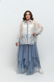 S.Woman oversized tencel/katoen blouse/hemd/geborduurd