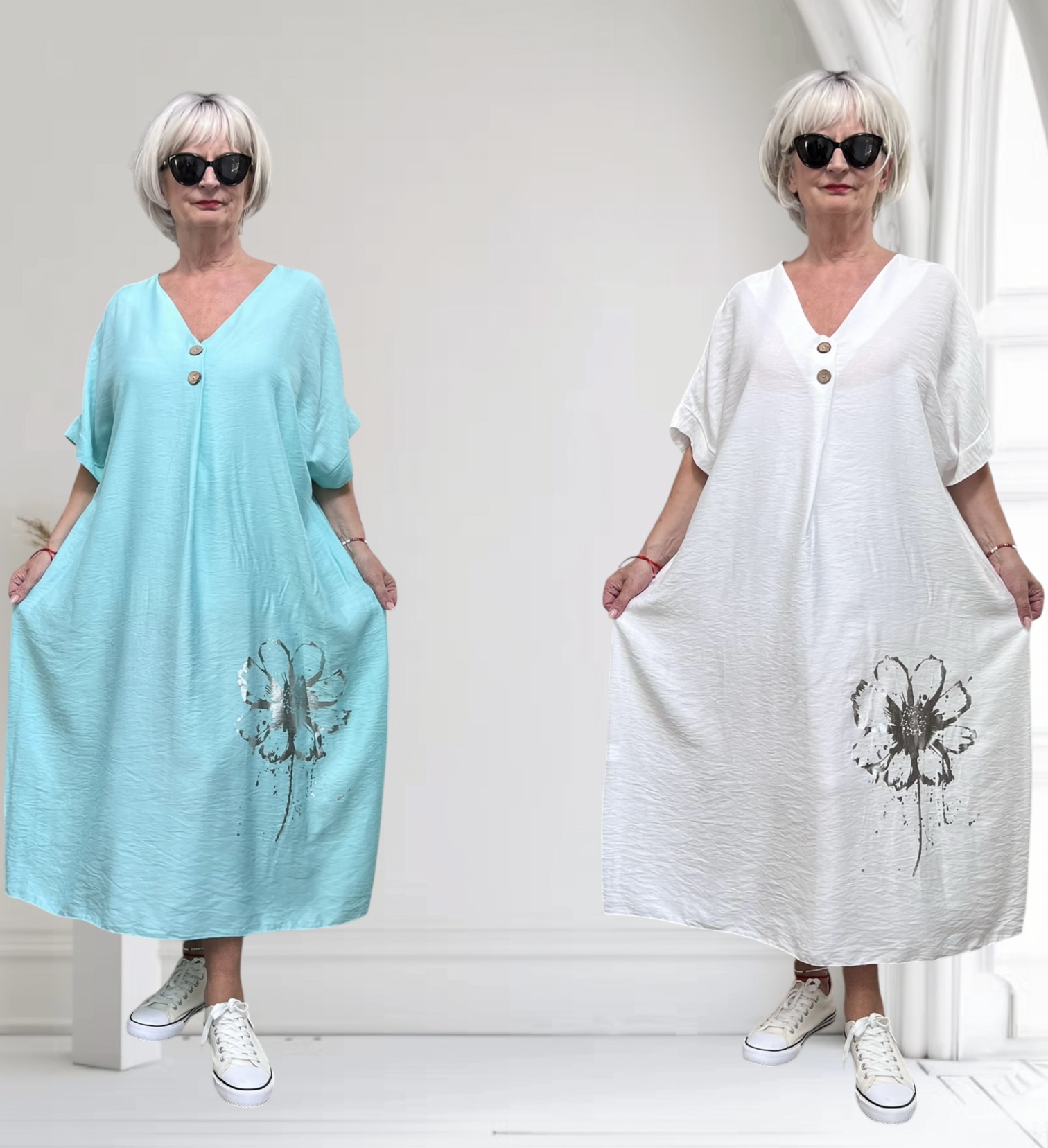 ITALIA oversized viscose zomer jurk/in meerdere kleuren