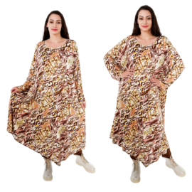 AKH oversized jersey viscose A-lijn jurk apart stretch