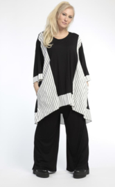 AKH oversized tricot katoen/viscose A-lijn tuniek apart stretch zwart/wit