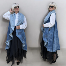 Vincenzo Allocca oversized jeans mouwloze blazer/vest apart/stretch