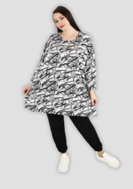 AKH oversized viscose tuniek/top zwart/wit  apart