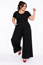 ITALIA MODA viscose wijde broek apart/stretch zwart