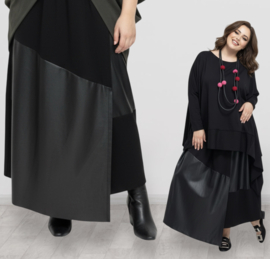 Vincenzo Allocca oversized katoen rok met inzet van eco leder /aparte/stretch