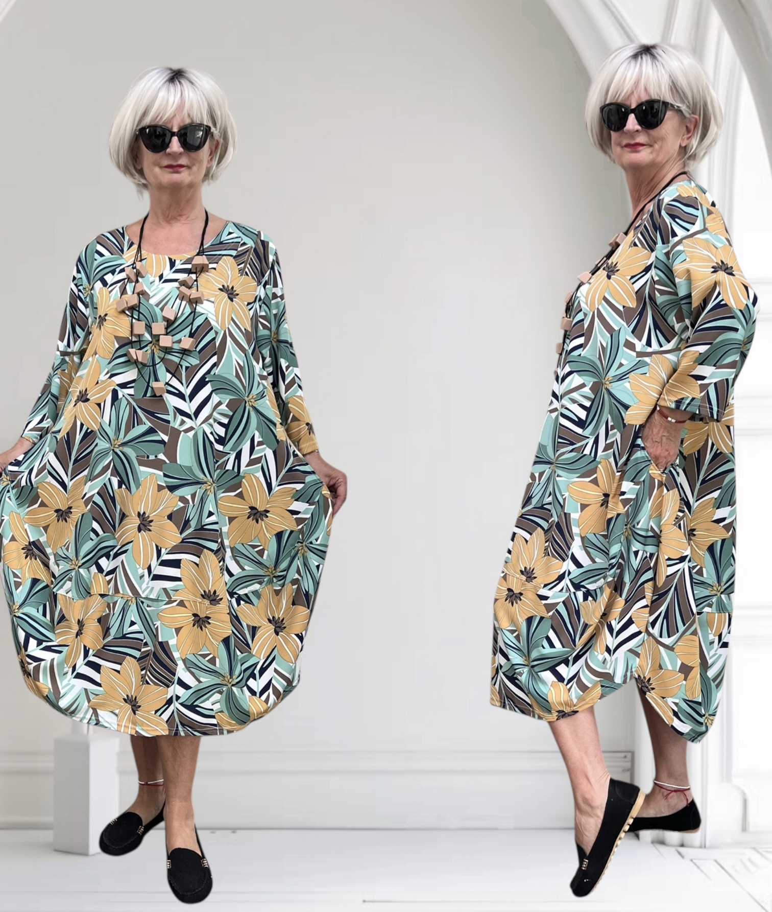 New Jersey viscose ballon jurk