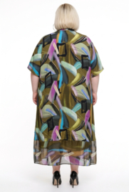 DIVAS PLANET oversized viscose jurk  met inzet van tule