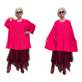 AKH gebreide oversized A-lijn katoen vest/blazer apart stretch