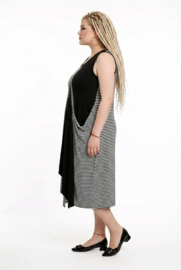 Naveed  viscose jersey A-lijn jurk stretch zwart/wit