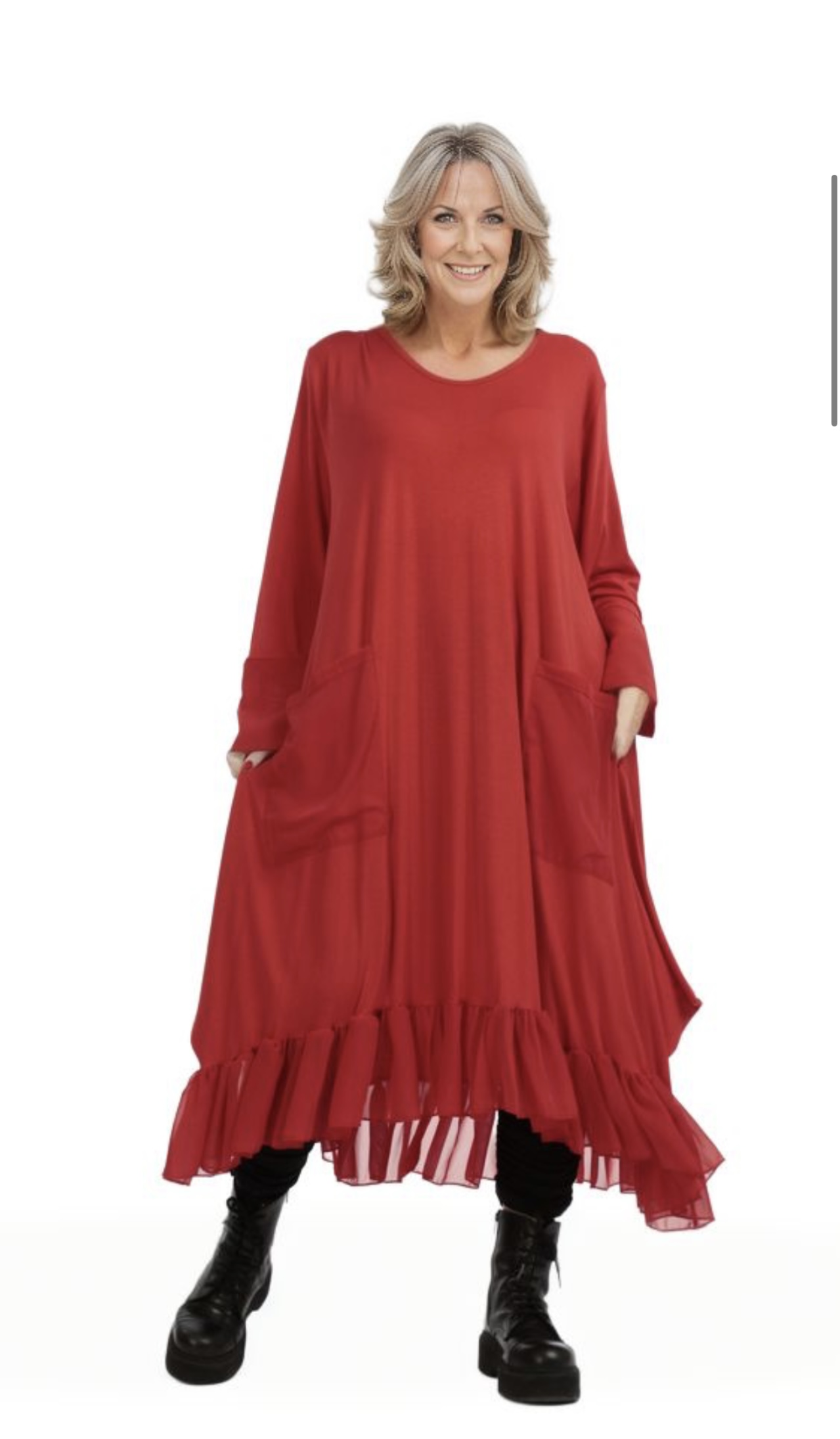 AKH viscose A-lijn jurk met chiffon stof apart stretch