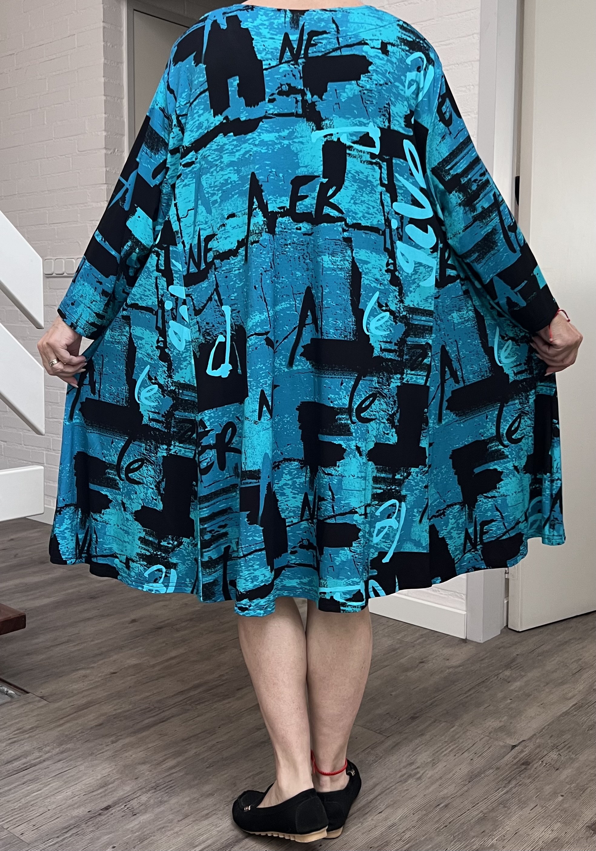 New Jersey oversized viscose A-lijn jurk/tuniek met korte rits / stretch