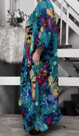 Francesca Romantica oversized A-lijn viscose chiffon overjurk met touwtjes  apart (extra groot)