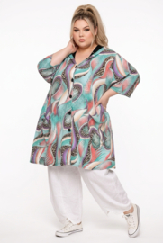 R.A.F.A.Y viscose A-lijn tuniek/blazer met capuchon en knoopsluiting/  stretch