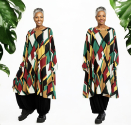 AKH viscose asymmetrisch oversized A-lijn jurk met zakken apart stretch