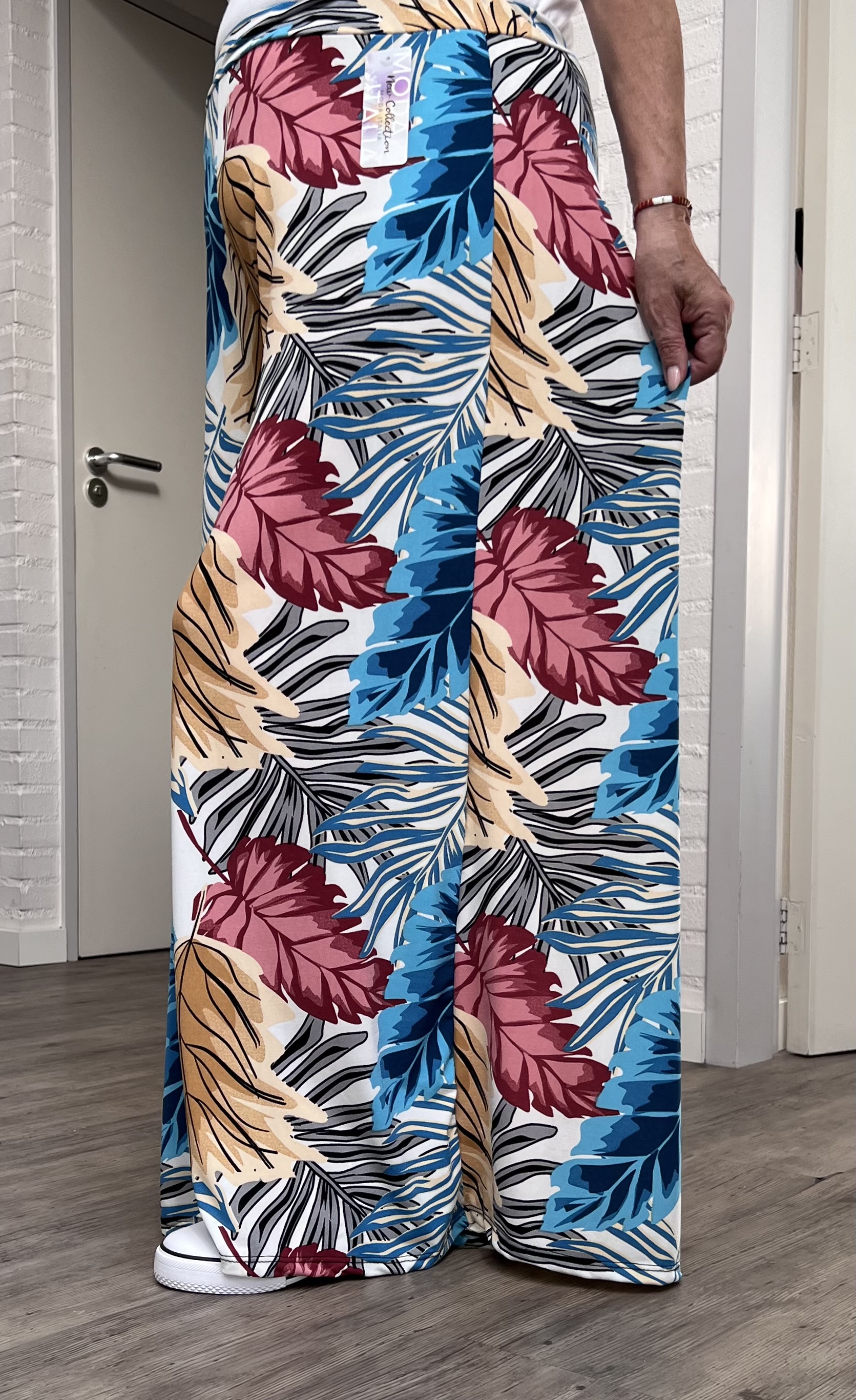 ITALY Mode jersey viscose  wijde broek apart /zeer rekbaar