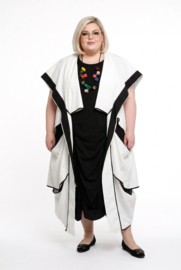 H-4 oversized katoen mix vest/blazer apart wit/zwart