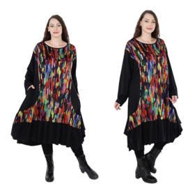 AKH oversized viscose A-lijn jurk stretch/zwart