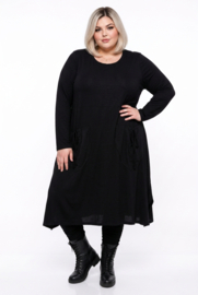 AKH oversized viscose soepele slinky-kwaliteit A-lijn jurk apart/ zwart