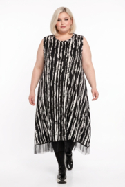 AKH oversized viscose jersey jurk apart/stretch zwart/wit