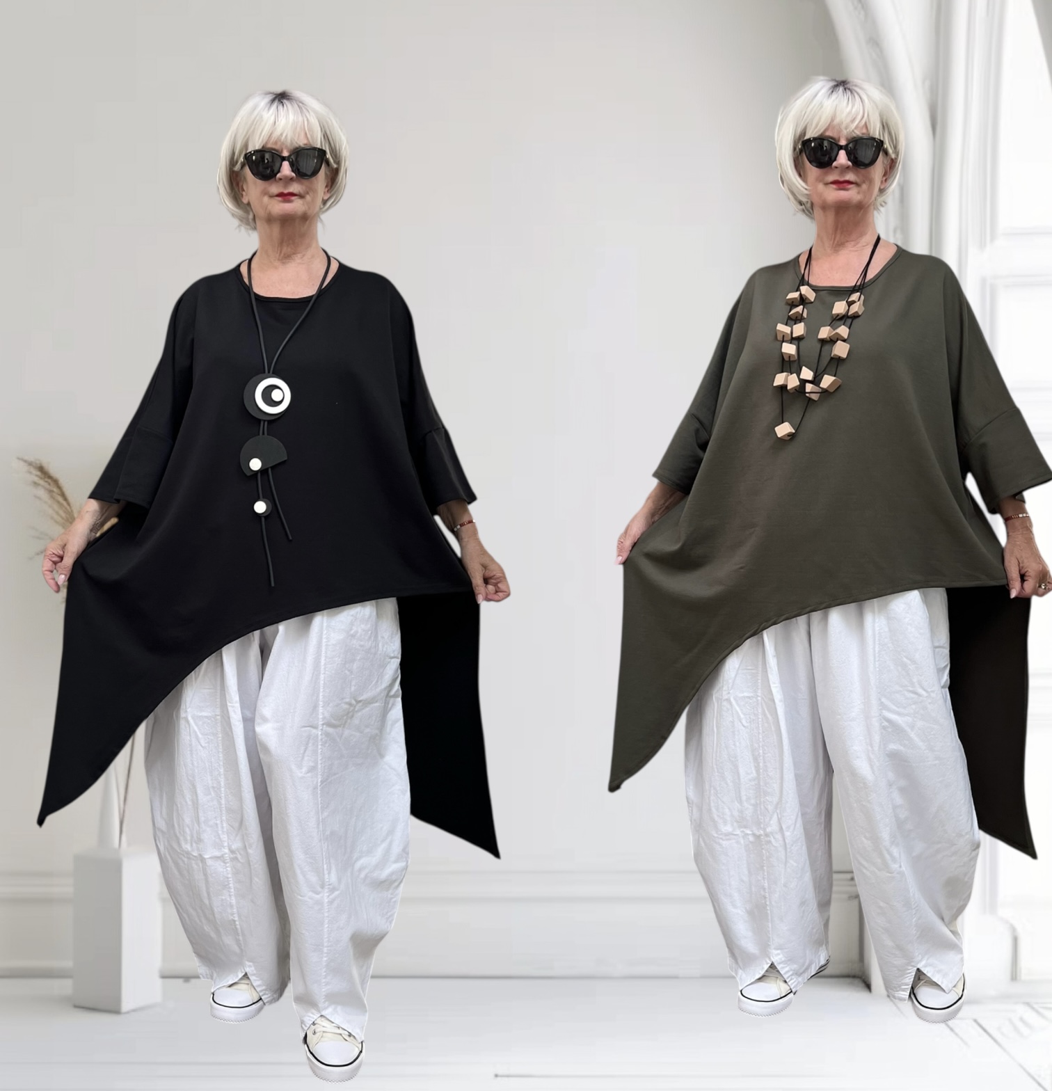ITALIA MODA oversized katoen A-lijn tuniek stretch/in meerdere kleuren
