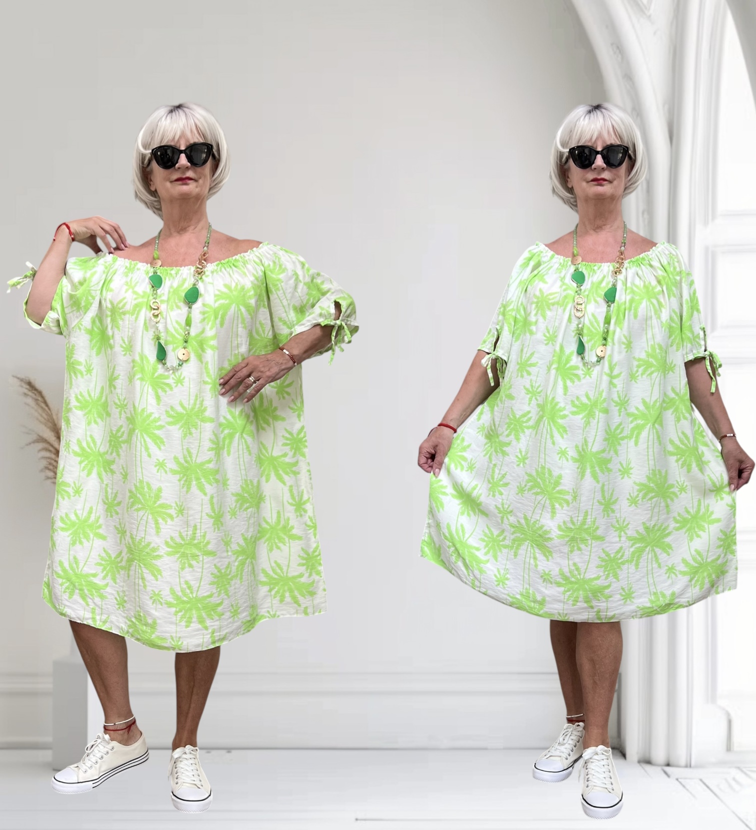 ITALIA oversized viscose A-lijn zomer jurk