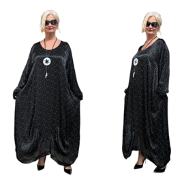 Divas planet viscose A-lijn jurk zwart