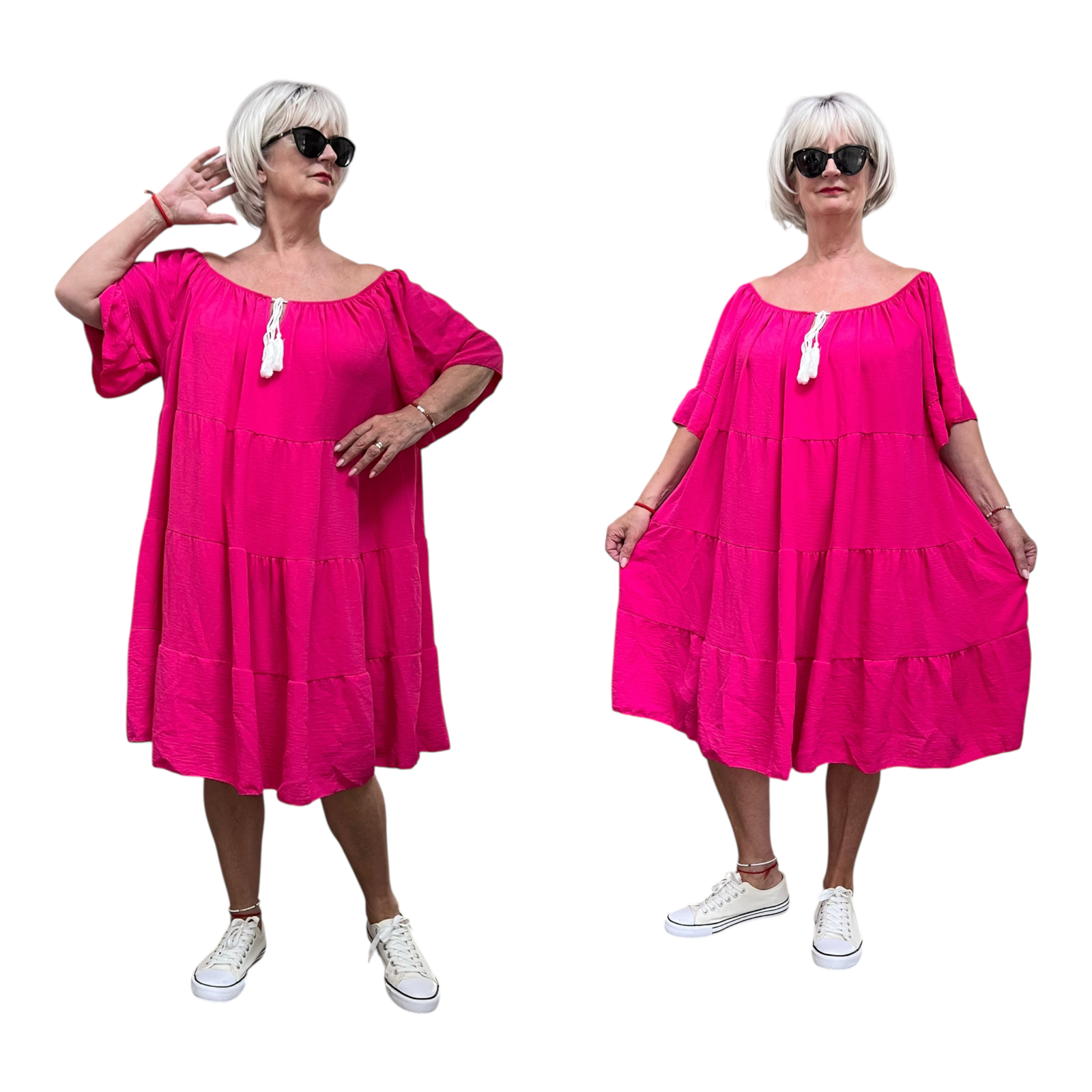 ITALIA oversized viscose A-lijn zomer jurk